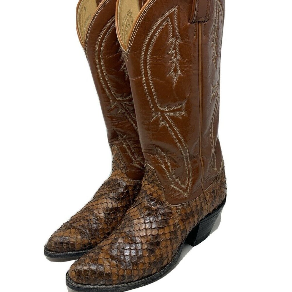 TONY LAMA Brown Leather Snake Skin Women's Boots